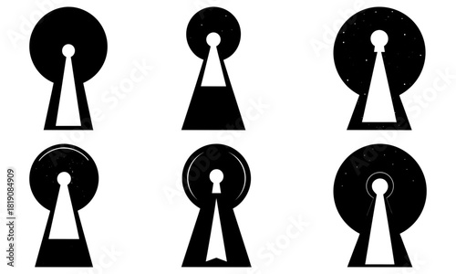 Unlocking possibilities with stylized keyhole design elements perfect for security, mystery, or conceptual themes, originally a scalable vector graphic