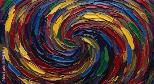 Vibrant Swirling Colors Creating a Textured Abstract Vortex of Expression	