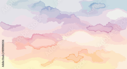 Dreamy Pastel Watercolor Sky Soft Clouds Peaceful Abstract Background Art	