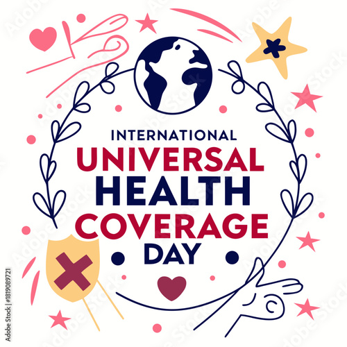 INTERNATIONAL UNIVERSAL HEALTH COVERAGE DAY vector illustration isolated on white background