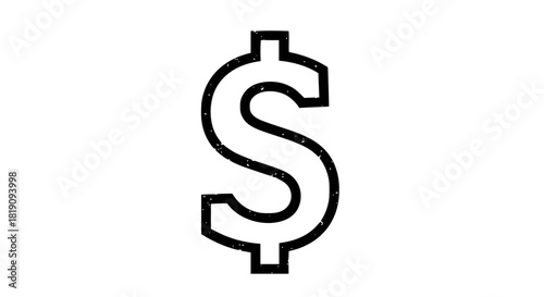 Vector illustration of a US dollar symbol with clean bold lines, minimalist style, isolated on white background