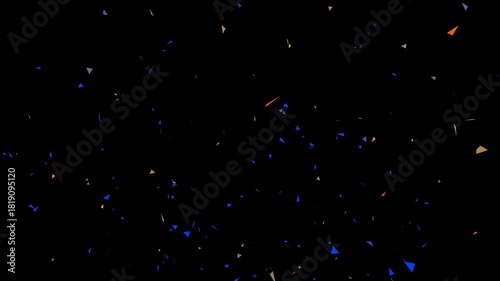 Colorful fireworks confetti explodes on white background, animation of the explosion and fall of confetti in 4k video. confetti bomb effect from the inside glitter background with gold slowly falling