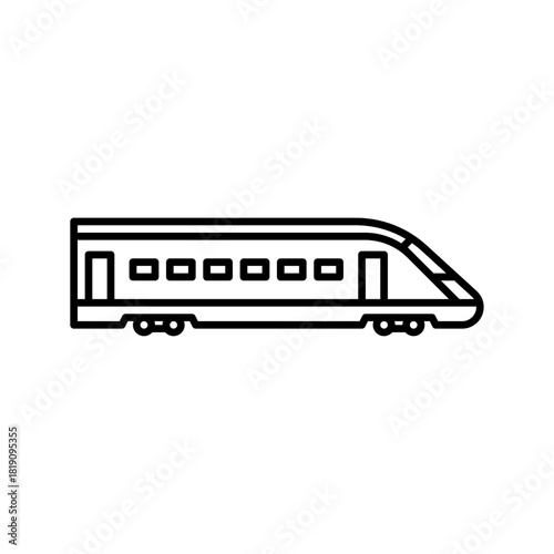 fast train outline icon. bullet train black line illustration.