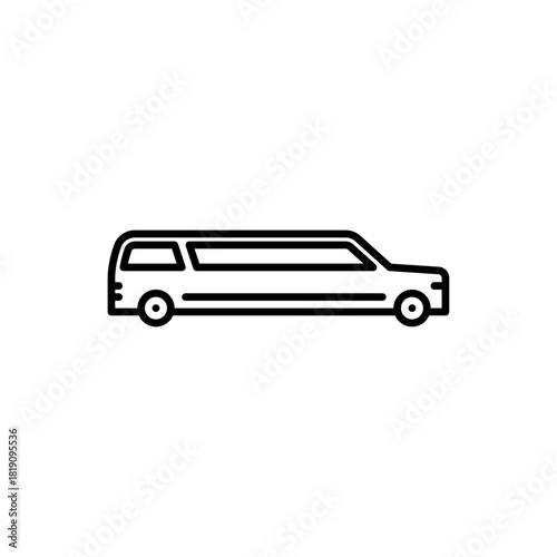 limousine outline icon. Luxury long car black line illustration.