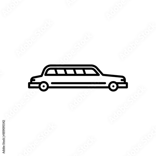 limousine outline icon. Luxury car black line illustration.