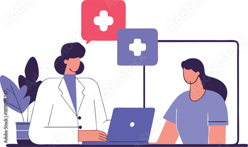 Smiling Doctor Conducting Friendly Online Telemedicine Consultation with Patient via Laptop Screen