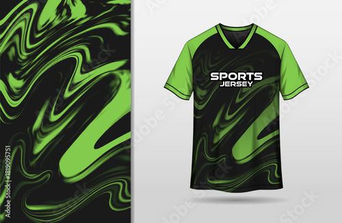 Abstract sports black and green grunge liquify background for jersey design