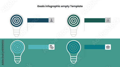 Four Step Goal Infographic Featuring Lightbulb Target Symbols for Business and Presentation Use