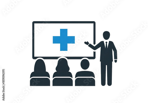 Medical presentation with audience isolated on transparent background