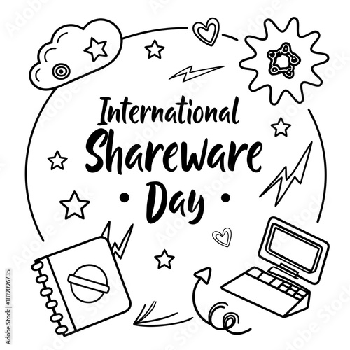INTERNATIONAL SHAREWARE DAY vector illustration isolated on white background