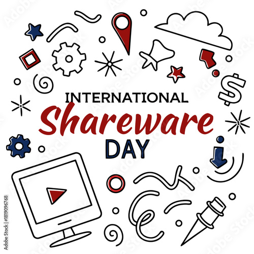 INTERNATIONAL SHAREWARE DAY vector illustration isolated on white background