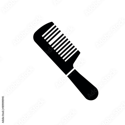 Minimalist black comb icon for hair care and grooming design