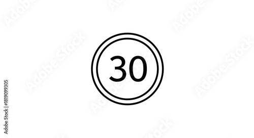 Minimalist circle countdown timer display with number 30