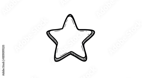 Handdrawn star with sketchy outline on clean white background