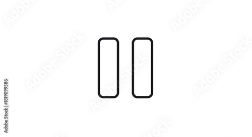 Minimalist pause icon symbol in linear design for user interface and multimedia