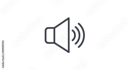 Simple outline speaker icon with sound waves on white background