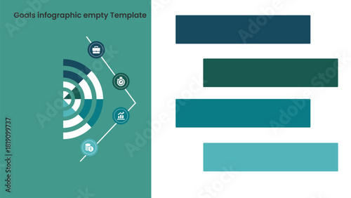 Teal Goals Infographic with Radial Progress Chart and Horizontal Banners for Data Entry