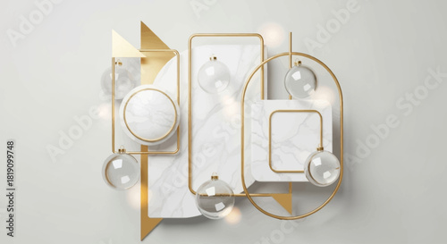 Ultra Luxury Marble and Gold Christmas Vector Composition