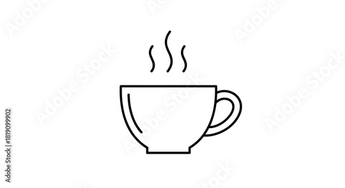 Minimalist coffee icon with steam lines on white background
