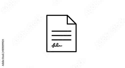 Minimalist document icon with text and signature for business designs