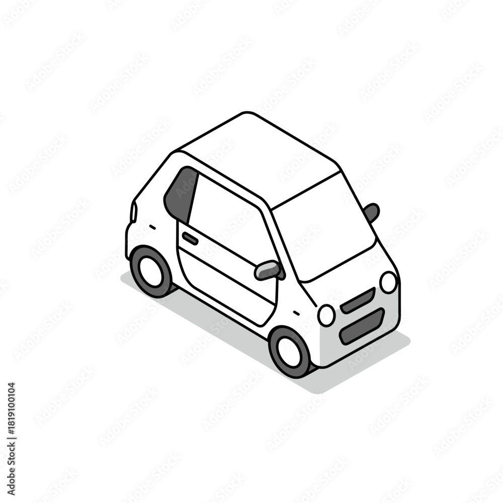 Fototapeta premium Minimalist isometric car design with monochrome style