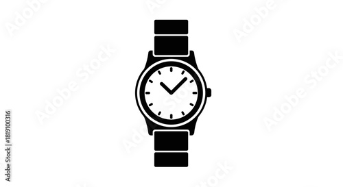 Minimalist black silhouette watch design on white background