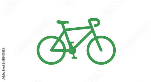 Green bicycle icon on white background in minimalist style