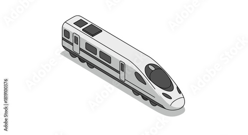 Isometric highspeed train design on white background