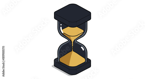 Isometric hourglass with flowing sand on a white background