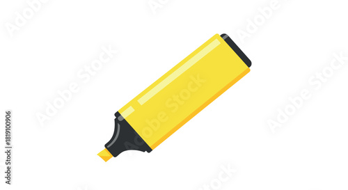 Yellow highlighter in modern flat design on white background
