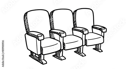 Hand drawn theater seats illustration for cinematic and entertainment design