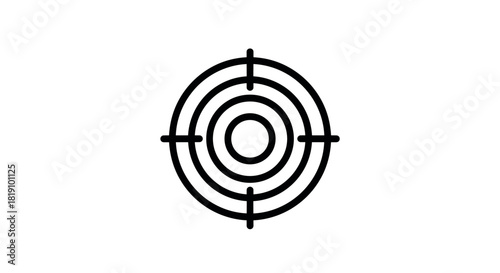 Minimalist black and white target icon with concentric circles