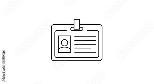 Simple linear id card icon for identification and security