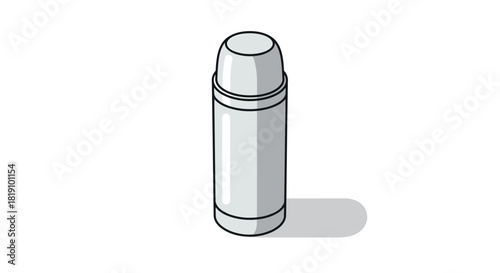Isometric thermos flask on white background with shadow