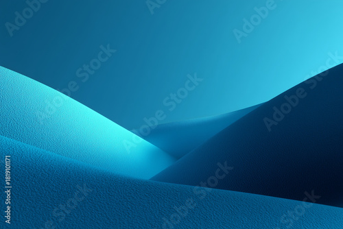 Abstract Blue Textured Waves and Dunes with Gradient Sky Background