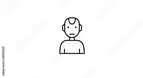 Simple line art icon of a person with minimalist style on white background