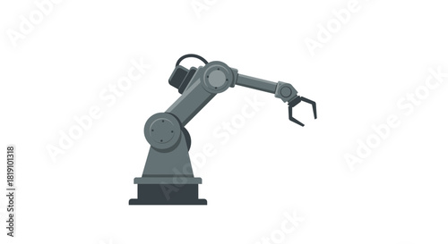 Industrial robotic arm on white background for advanced automation design