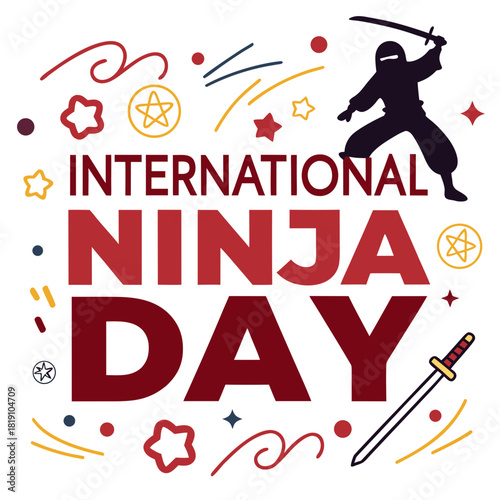 INTERNATIONAL NINJA DAY vector illustration isolated on white background