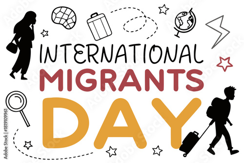 INTERNATIONAL MIGRANTS DAY vector illustration isolated on white background