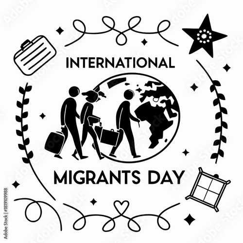 INTERNATIONAL MIGRANTS DAY vector illustration isolated on white background