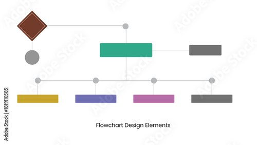 Colorful Flowchart with Rectangular and Diamond Shapes for Process and Decision Diagram