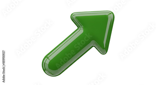 A glossy green arrow pointing up and to the right on a black background indicating direction