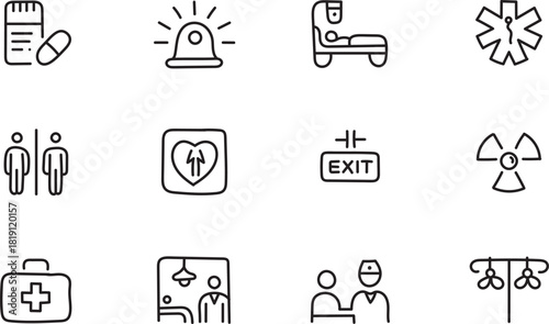 Medical Healthcare & Emergency Line Icons Set