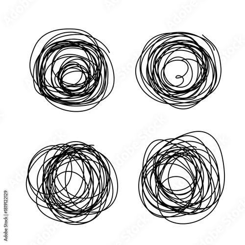 Tangled scribble logo icon sign Hand drawn ink sketch Decorative scrapbooking element Doodle abstract design style Fashion print for clothes greeting invitation card flyer banner poster cover book ad