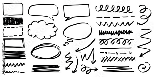 Doodle Arrows, Borders, and Highlight Elements in Hand-Drawn Style