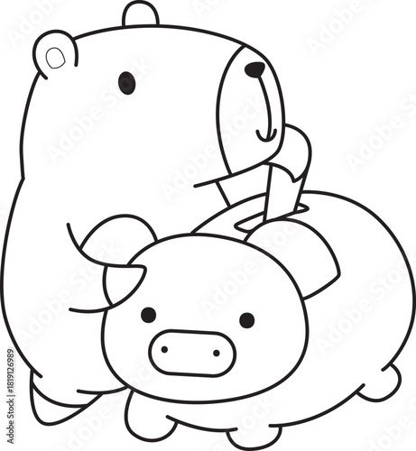 Illustrations of cute capybara character clip art for kids. Capybara 