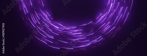 Neon circle, moving light lines in a circle. Abstract neon modern futuristic minimalist background.