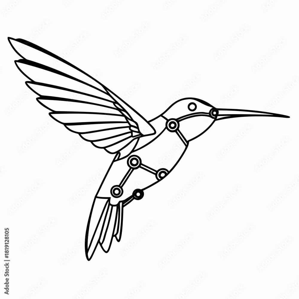 Obraz premium Stylized hummingbird with mechanical accents
