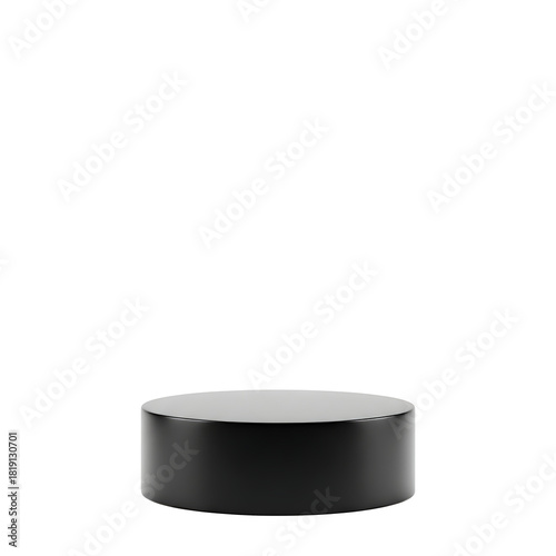 Black cylindrical podium or pedestal isolated on transparent background