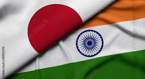 Japan India flag background. Relations between countries.